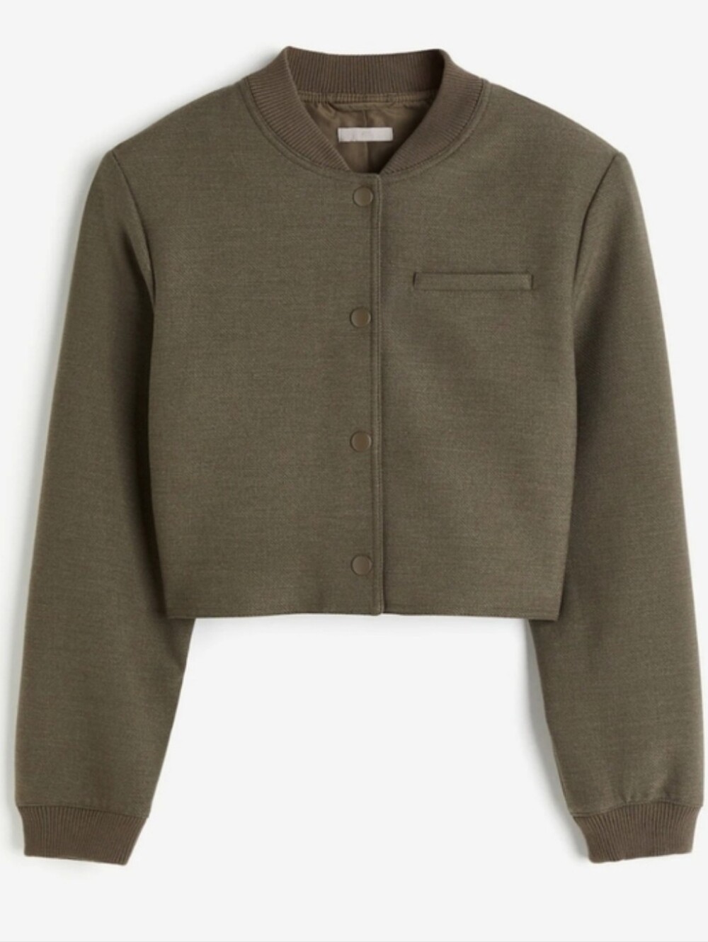 H&M Olive Green Snap-Front Bomber Jacket